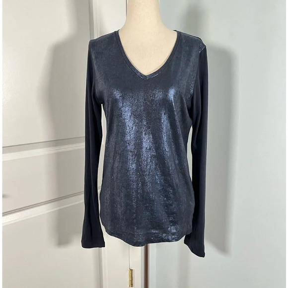 Majestic Filatures Metallic Long-Sleeve V-Neck Tee size 2 - Picture 6 of 10